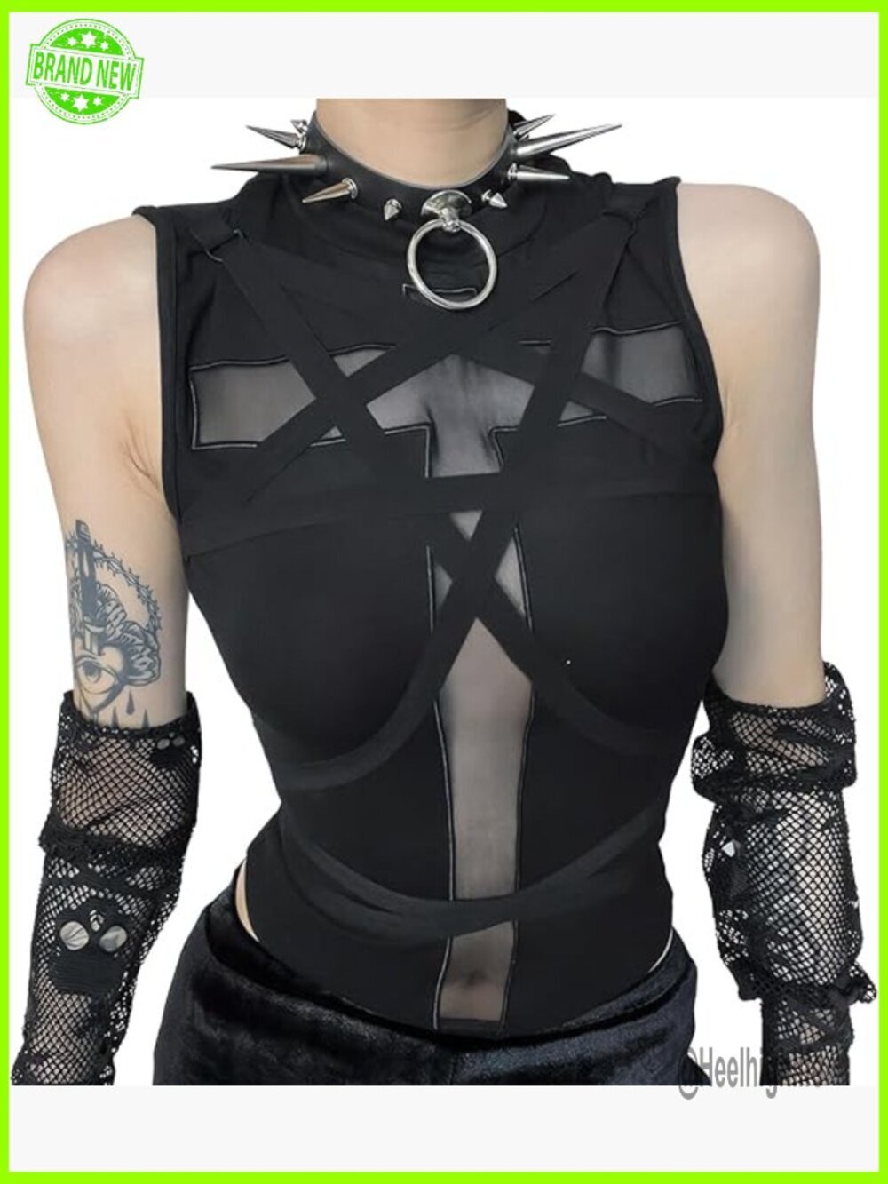 Gothic Y2K Crop Top Cami Sleeveless Punk Grunge Tank Top Summer T-Shirt